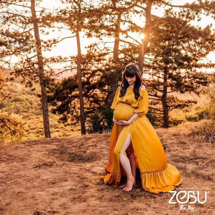 Sunflower Maternity Silk Unique Boho Dresses - Pregnancy - maternity clothes - ZeBu Be You