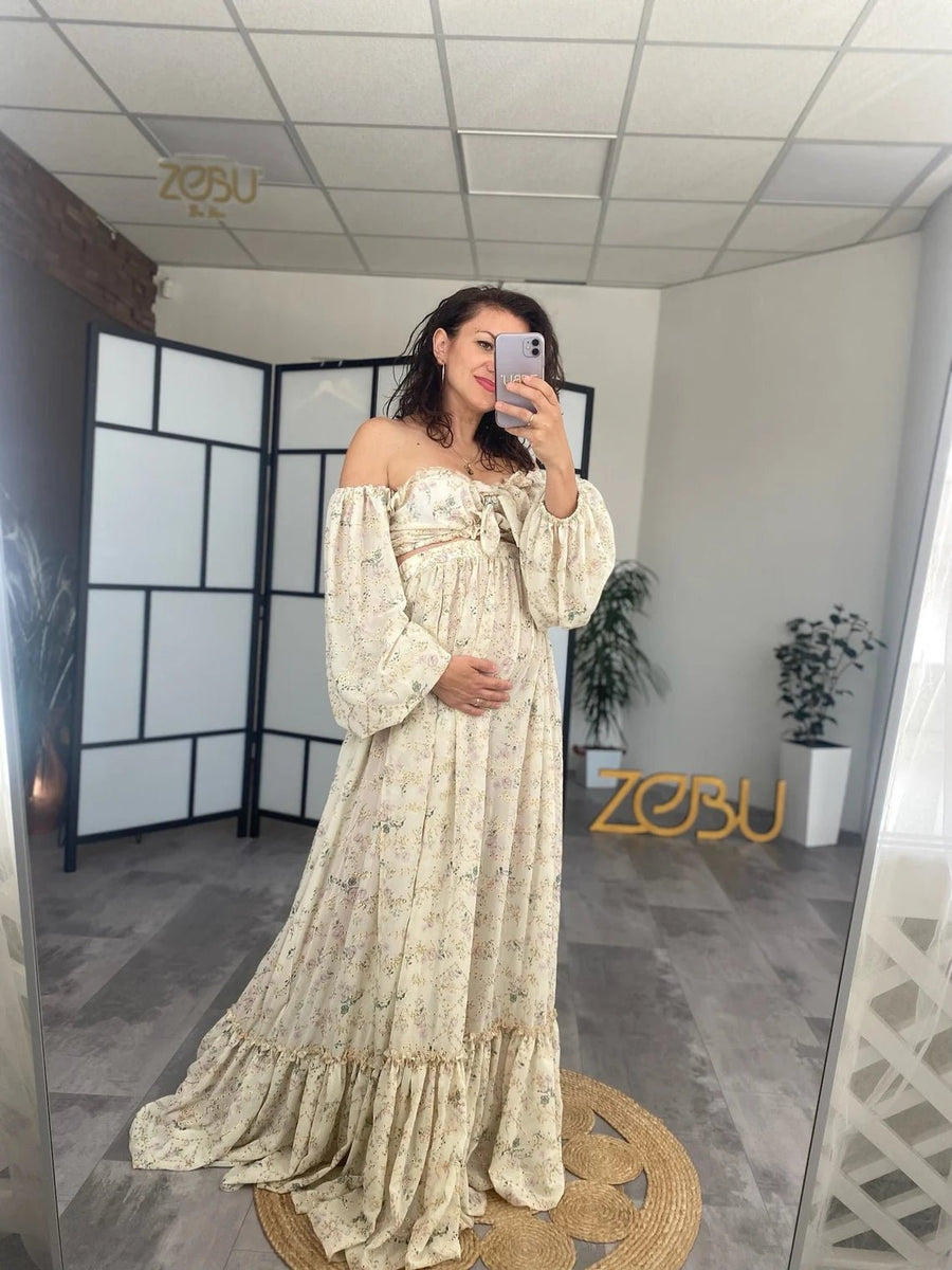 Sylvia Chiffon Maternity Two - Piece Boho Dresses - Pregnancy - maternity clothes - ZeBu Be You