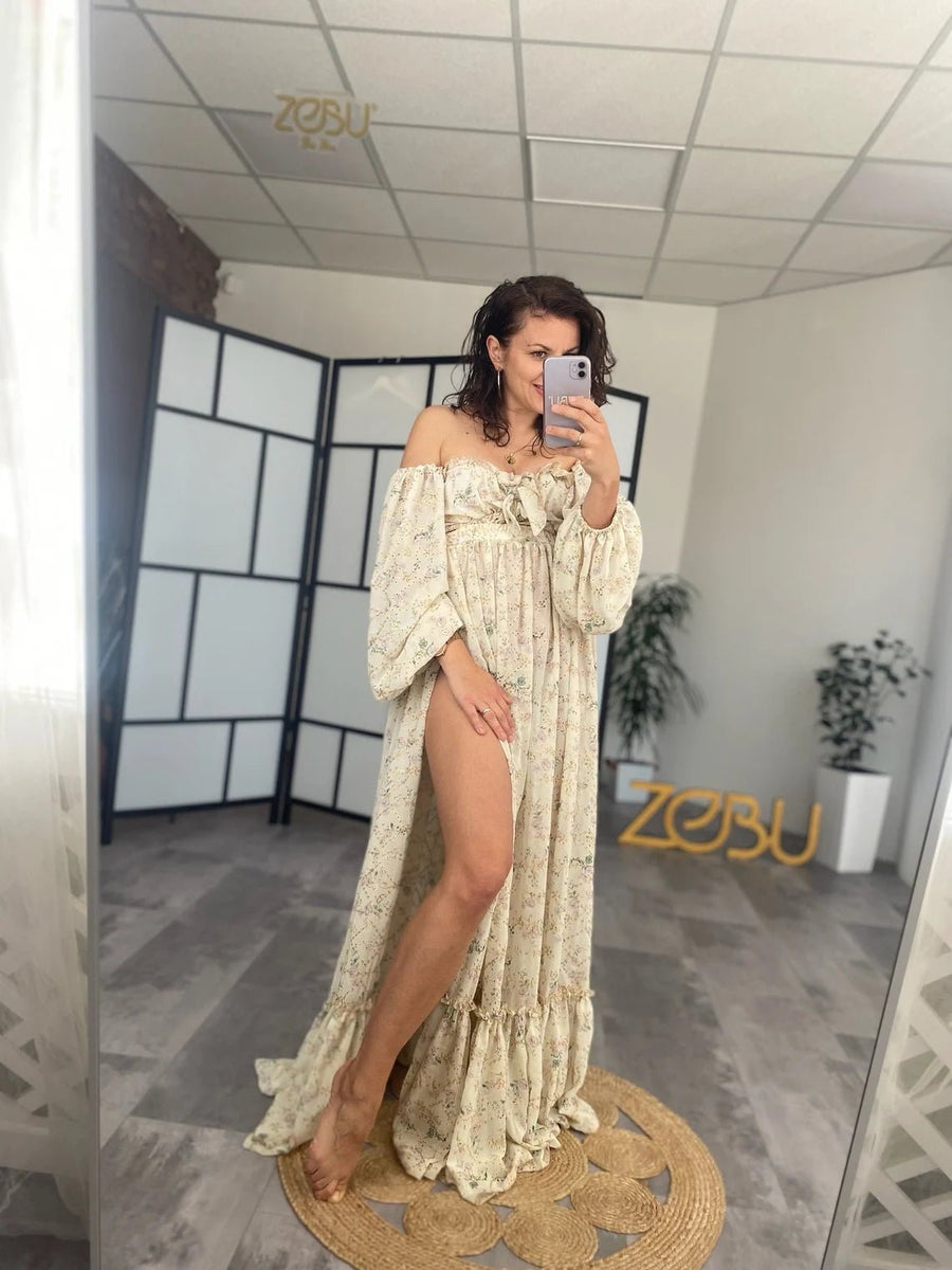 Sylvia Chiffon Maternity Two - Piece Boho Dresses - Pregnancy - maternity clothes - ZeBu Be You