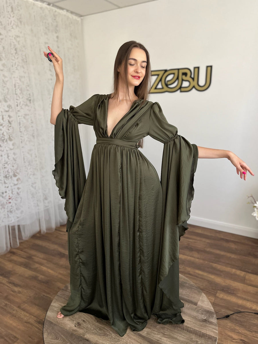 boho maternity dress Vintage Two-piece Lace Photoshoot Dress, Ivory / L also perfect as a Maxi Dress for Beach Weddings Tami - Silk Boho Maternity