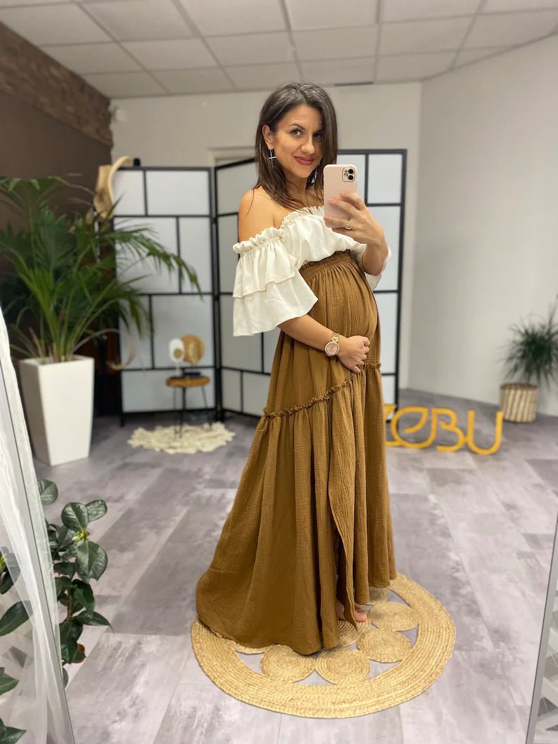 Tatiana Double Gauze Two Piece Maternity Dress - Pregnancy - maternity clothes - ZeBu Be You