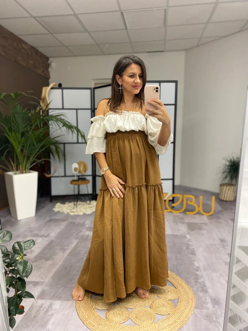 Tatiana Double Gauze Two Piece Maternity Dress - Pregnancy - maternity clothes - ZeBu Be You