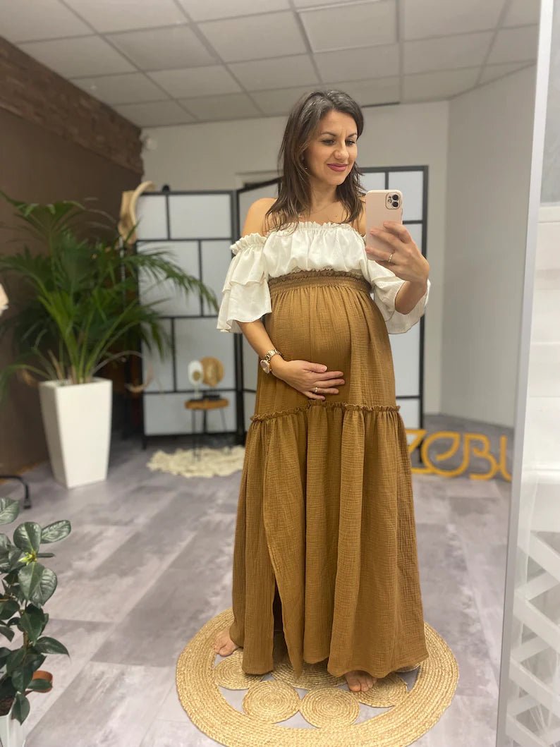 Tatiana Double Gauze Two Piece Maternity Dress - Pregnancy - maternity clothes - ZeBu Be You