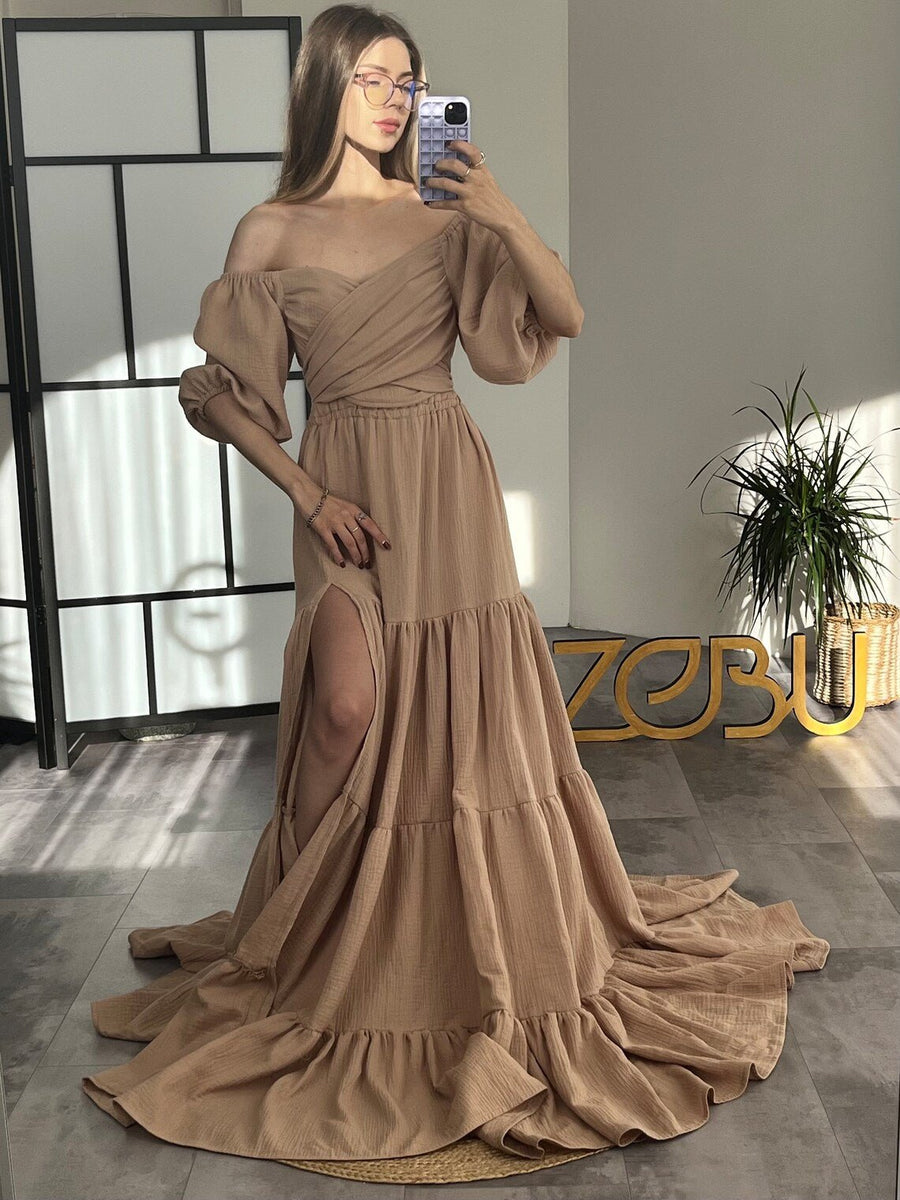 Tilda Maternity Gauze Unique Boho Dresses Plus Size / Red Tilda Maternity Gauze Unique Boho Dresses Plus Size / Red