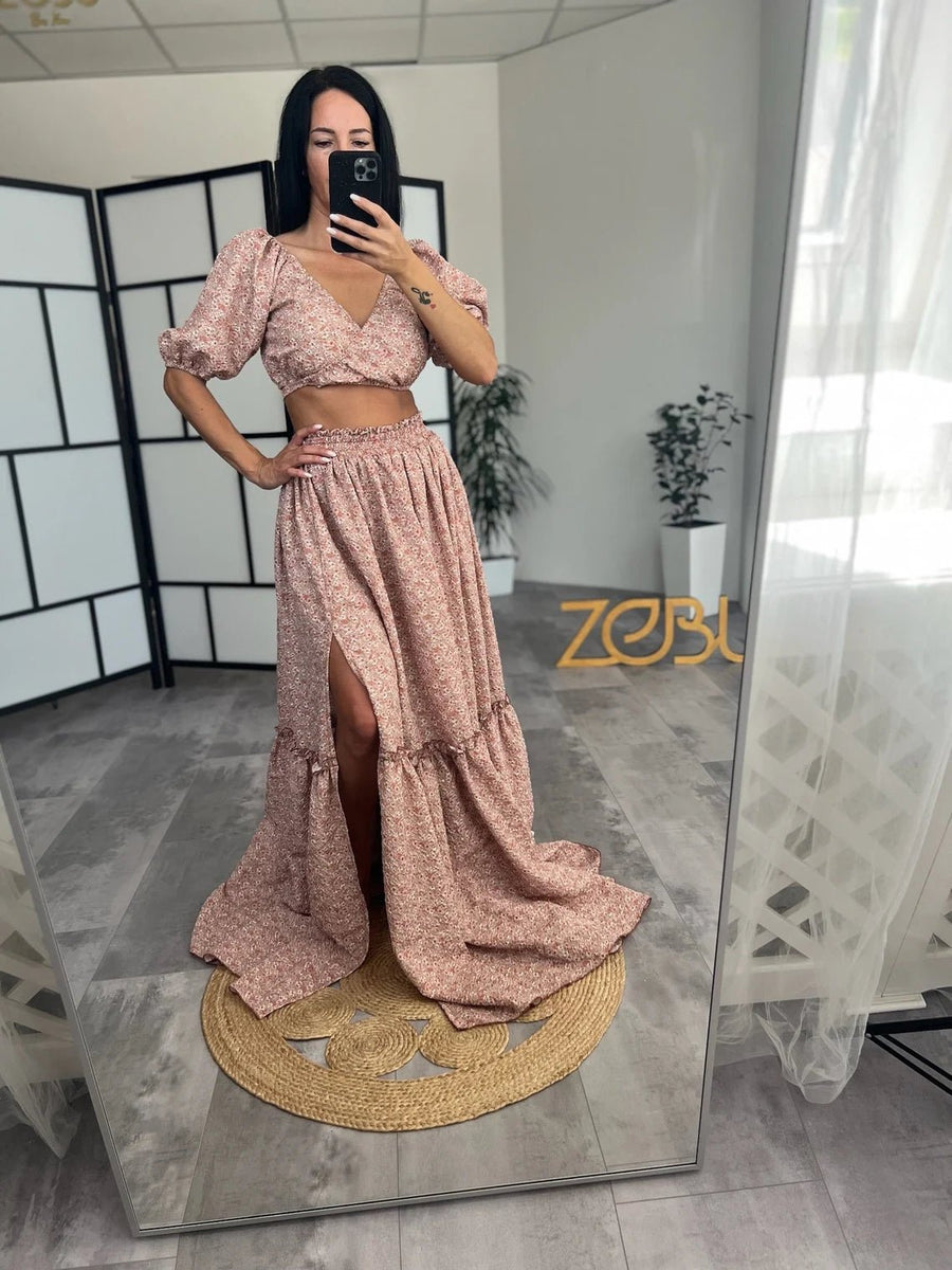 Tina Chiffon Maternity Two - Piece Boho Dresses - Pregnancy - maternity clothes - ZeBu Be You