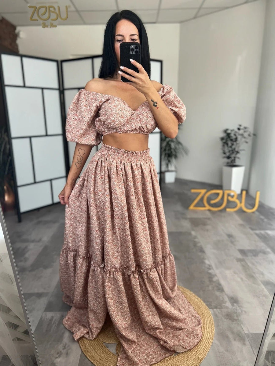 Tina Chiffon Maternity Two - Piece Boho Dresses - Pregnancy - maternity clothes - ZeBu Be You