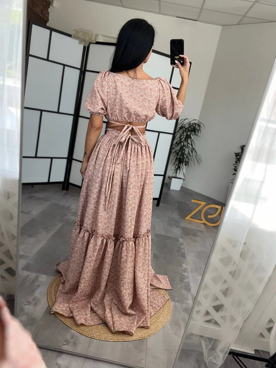 Tina Chiffon Maternity Two - Piece Boho Dresses - Pregnancy - maternity clothes - ZeBu Be You