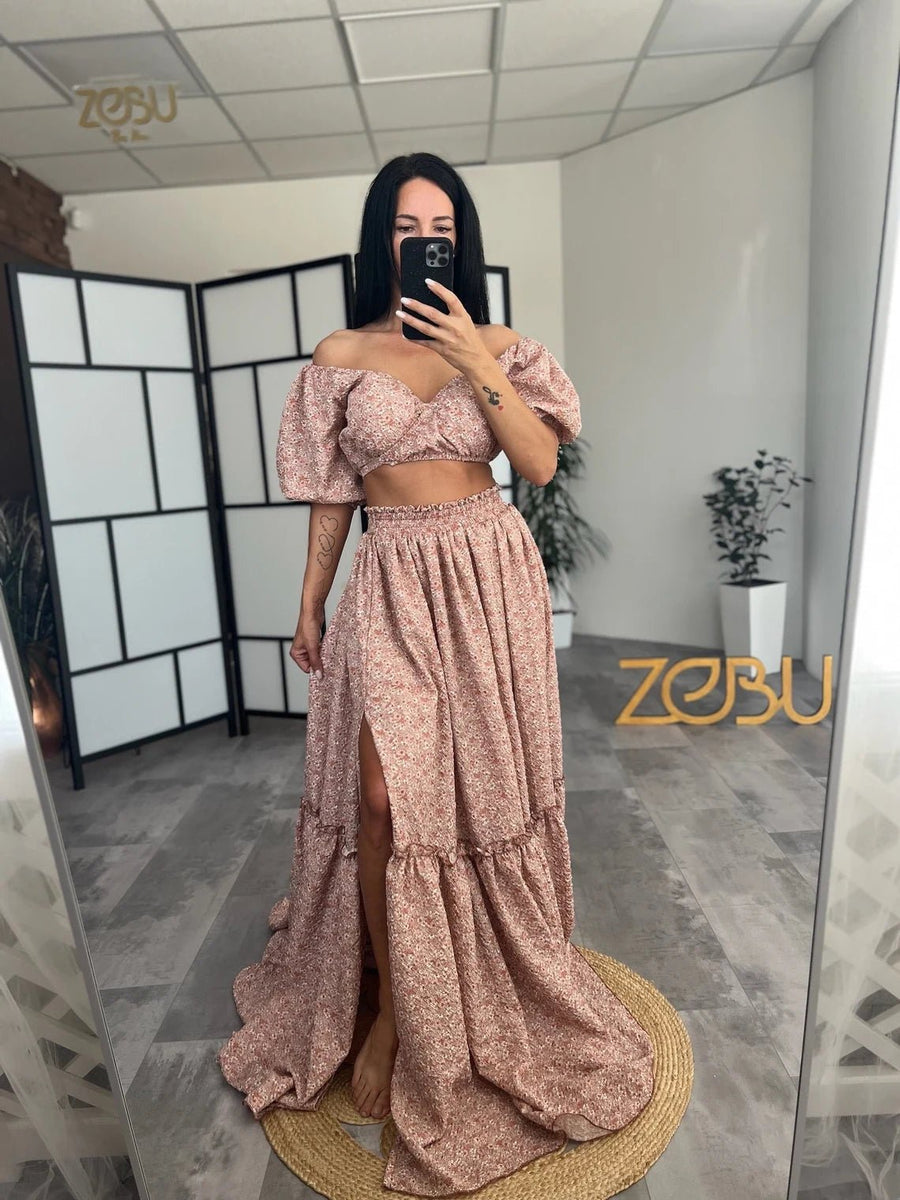 Tina Chiffon Maternity Two - Piece Boho Dresses - Pregnancy - maternity clothes - ZeBu Be You