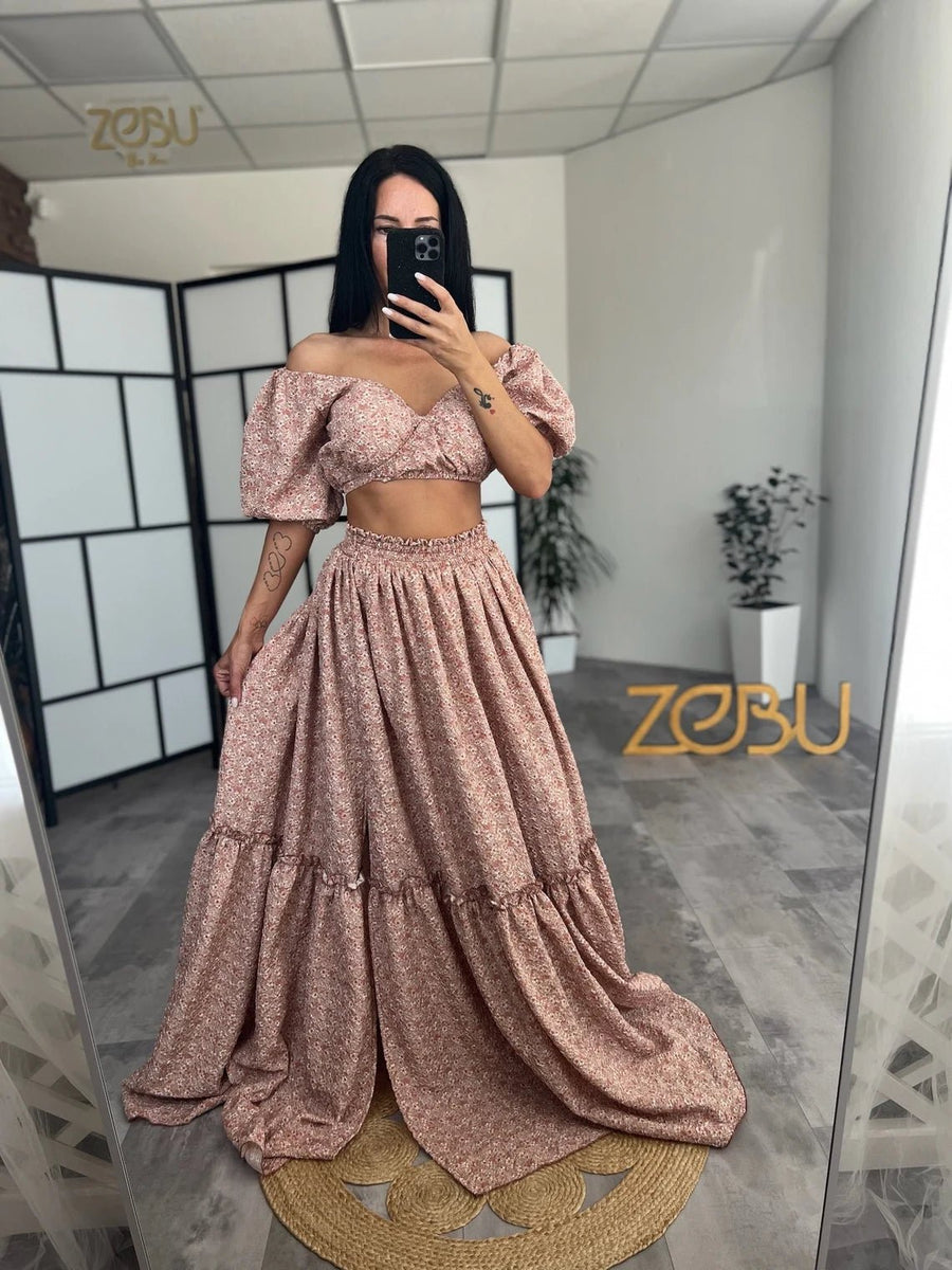 Tina Chiffon Maternity Two - Piece Boho Dresses - Pregnancy - maternity clothes - ZeBu Be You