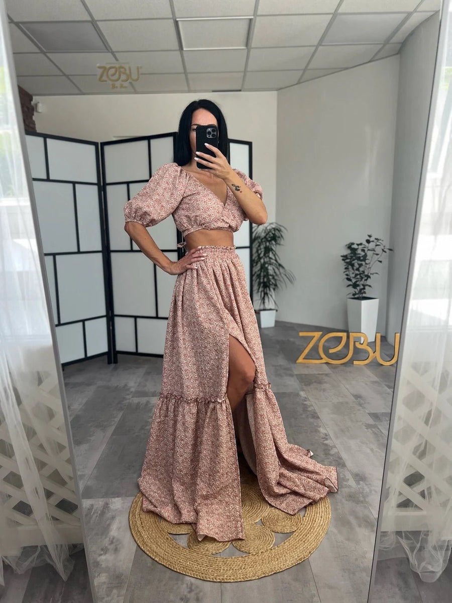 Tina Chiffon Maternity Two - Piece Boho Dresses - Pregnancy - maternity clothes - ZeBu Be You