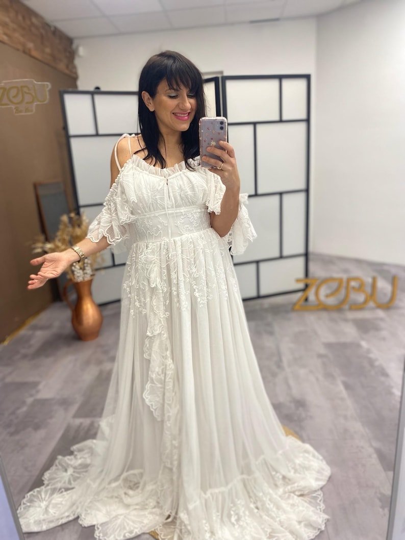 tulle maternity dress Soft Ruffles Sexy Long Sleeve Slit Pleated For Photoshoot 22W / N250 a smocked bodice Maternity Rosalie Tulle Convertible Dress