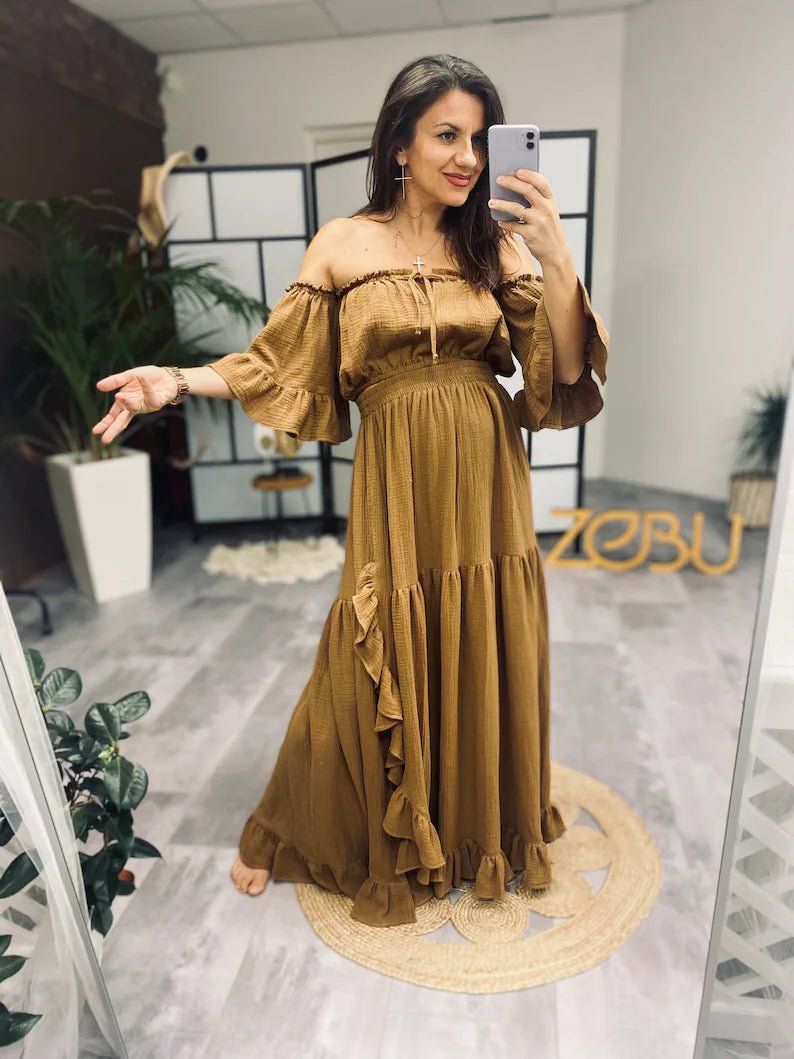 Waterlily Double Gauze Two Piece Maternity Dress - Pregnancy - maternity clothes - ZeBu Be You