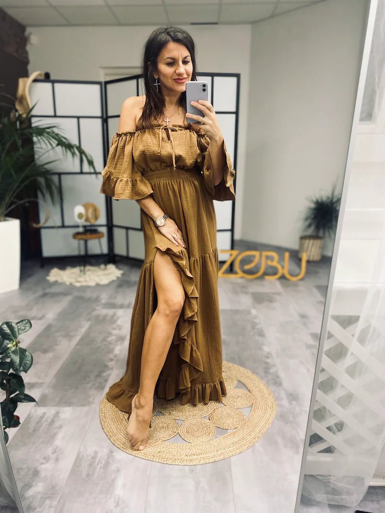Waterlily Double Gauze Two Piece Maternity Dress - Pregnancy - maternity clothes - ZeBu Be You
