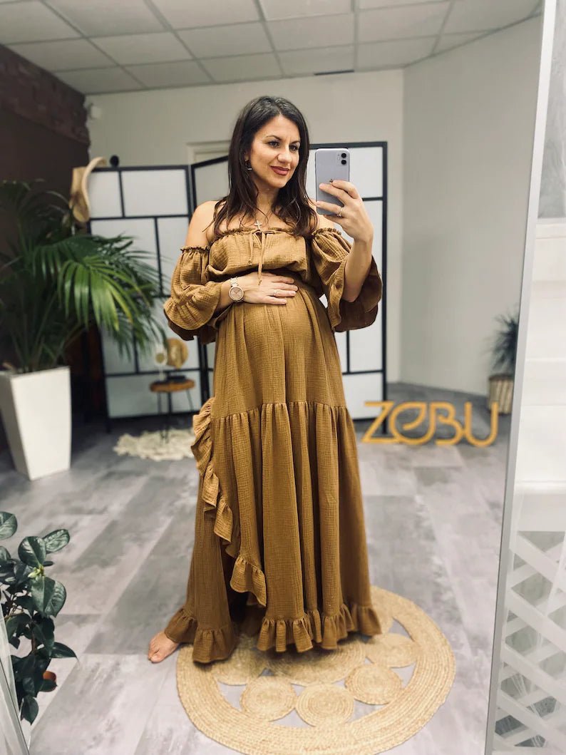 Waterlily Double Gauze Two Piece Maternity Dress - Pregnancy - maternity clothes - ZeBu Be You