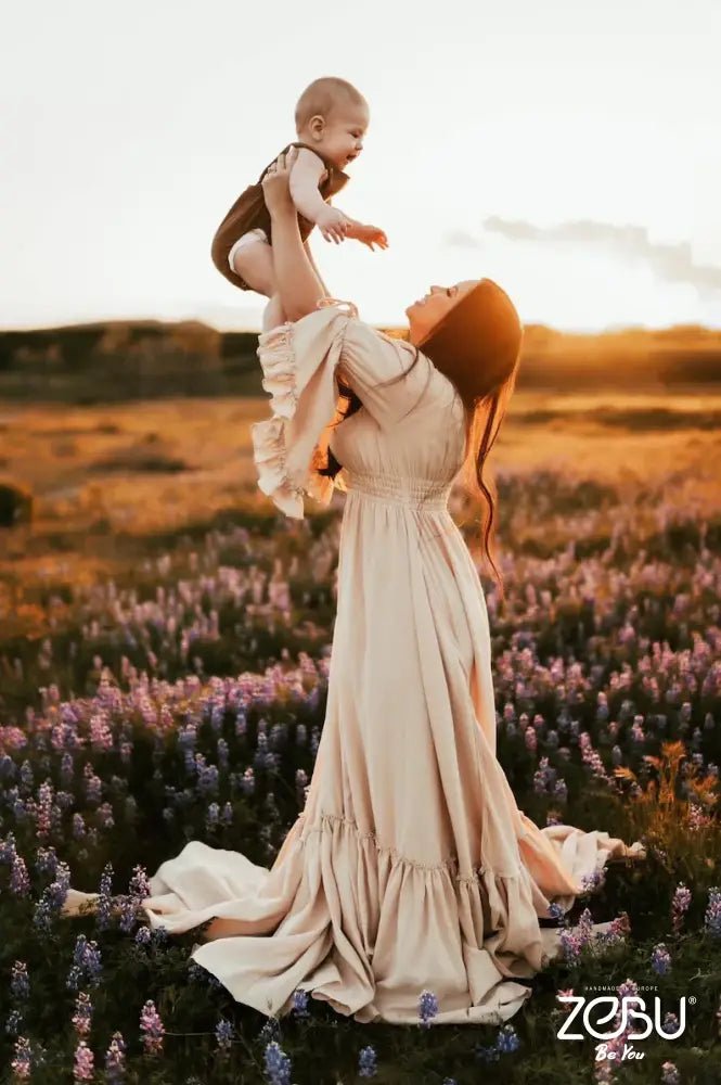 Wildflower Maternity Gauze Unique Boho dresses XS-M / Black Wildflower Maternity Gauze Unique Boho dresses XS-M / Black