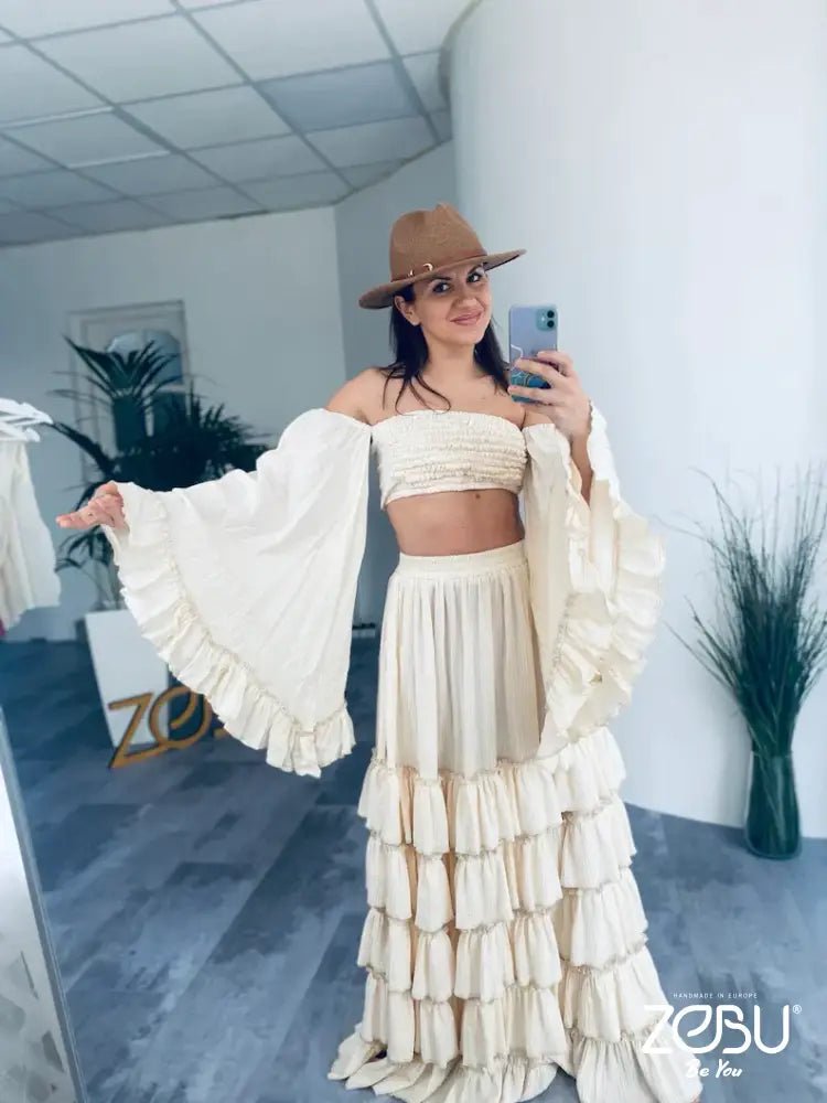 Wings Gauze Maternity Crop Top+Skirt Set for Photoshoot - Pregnancy - maternity clothes - ZeBu Be You