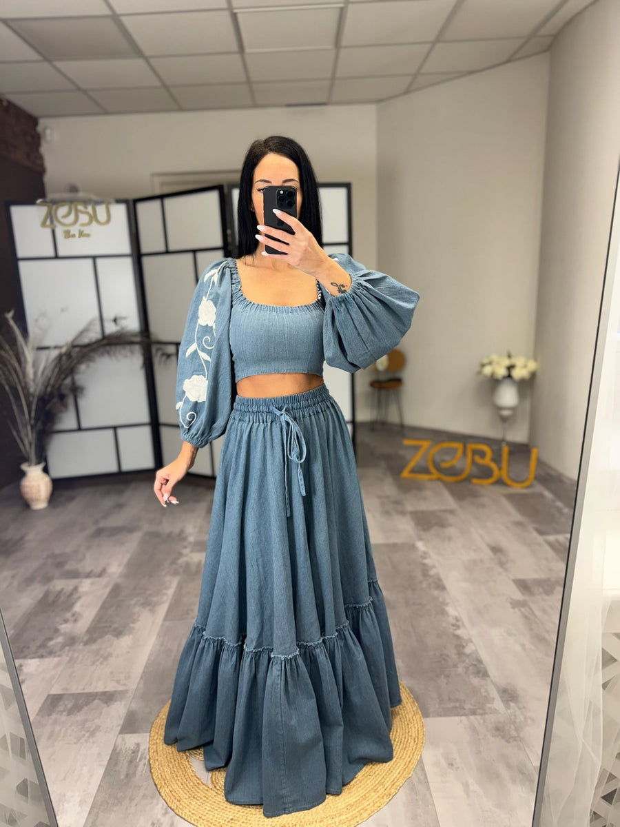 denim dress pregnant Tencel Denim Smock Maternity Dress M